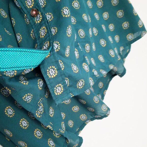 Maeve By Anthropologie Monika Button down Tunic Shirt Top XS Green Longline $128 - Picture 13 of 16
